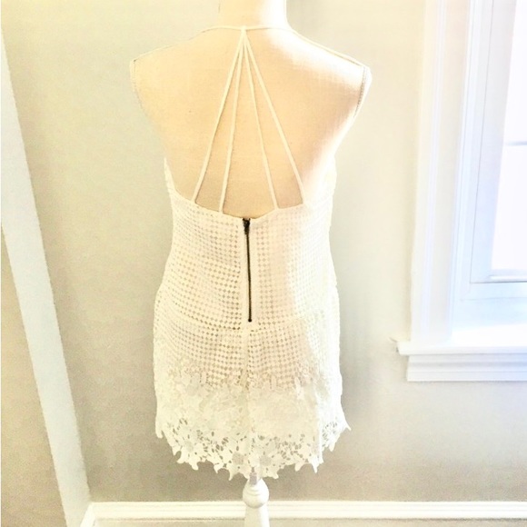 ASTR The Label White Lace Spaghetti String Back Mini Dress Small - Picture 4 of 8